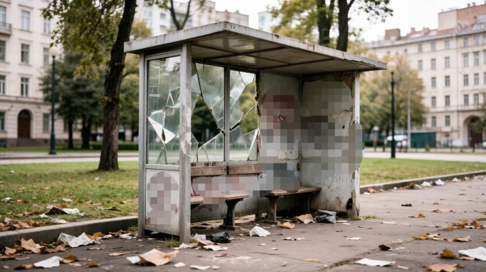 Вандалы разгромили остановку. Возбуждено уголовное дело Остановка