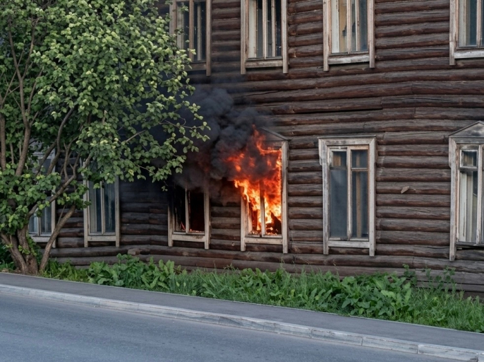 В Мурманске горела квартира жилого дома Пожар